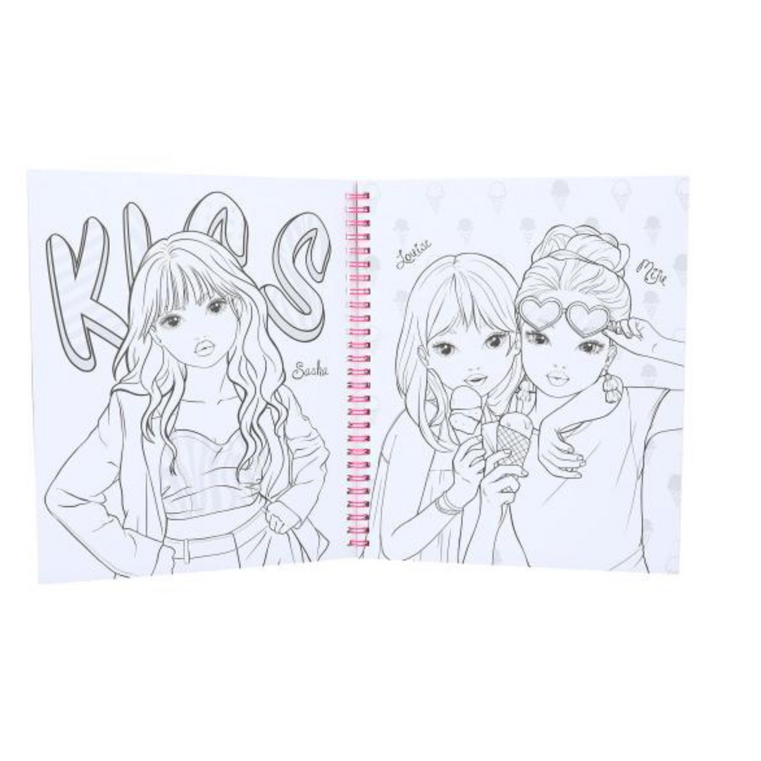 LIBRO TOP MODEL PARA COLOREAR CON LENTEJUELASY STICKERS