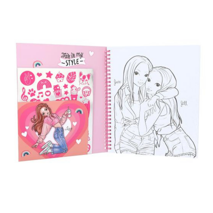 LIBRO TOP MODEL PARA COLOREAR CON LENTEJUELASY STICKERS
