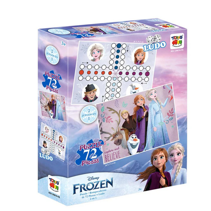 PUZZLE 2 EN 1 72 PIEZAS Y LUDO FROZEN
