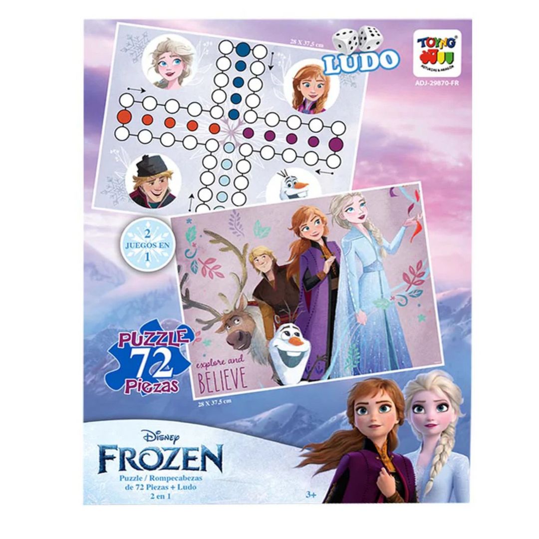 PUZZLE 2 EN 1 72 PIEZAS Y LUDO FROZEN
