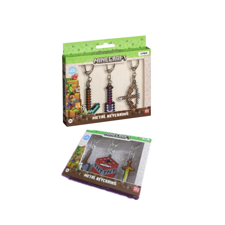 PACK 3 FIGURAS LLAVERO METALICO MINECRAFT