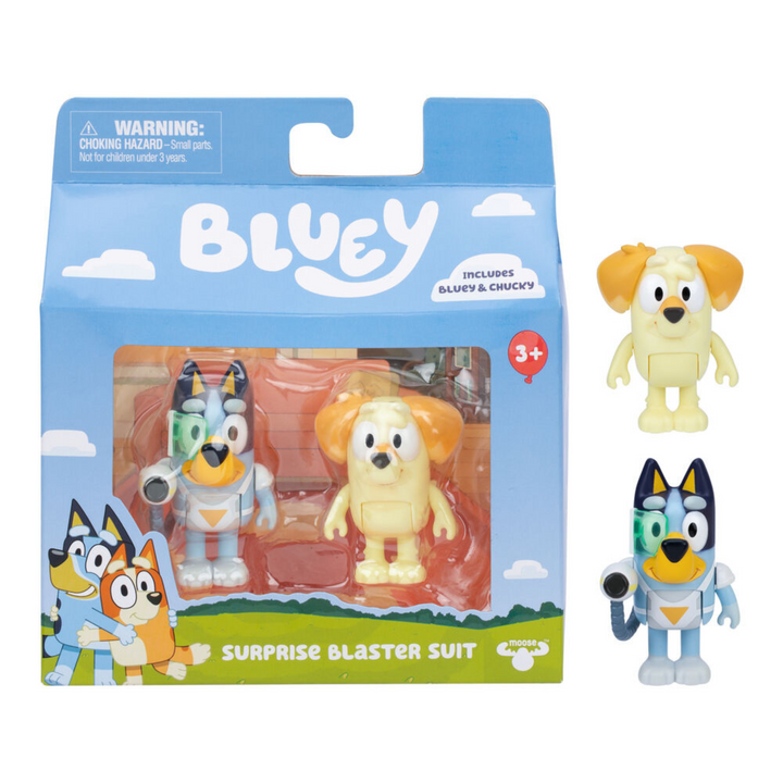 2 FIGURAS BLUEY BLASTER SUIT
