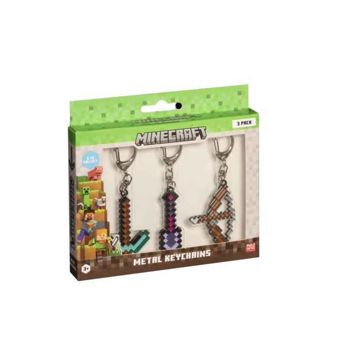 PACK 3 FIGURAS LLAVERO METALICO MINECRAFT